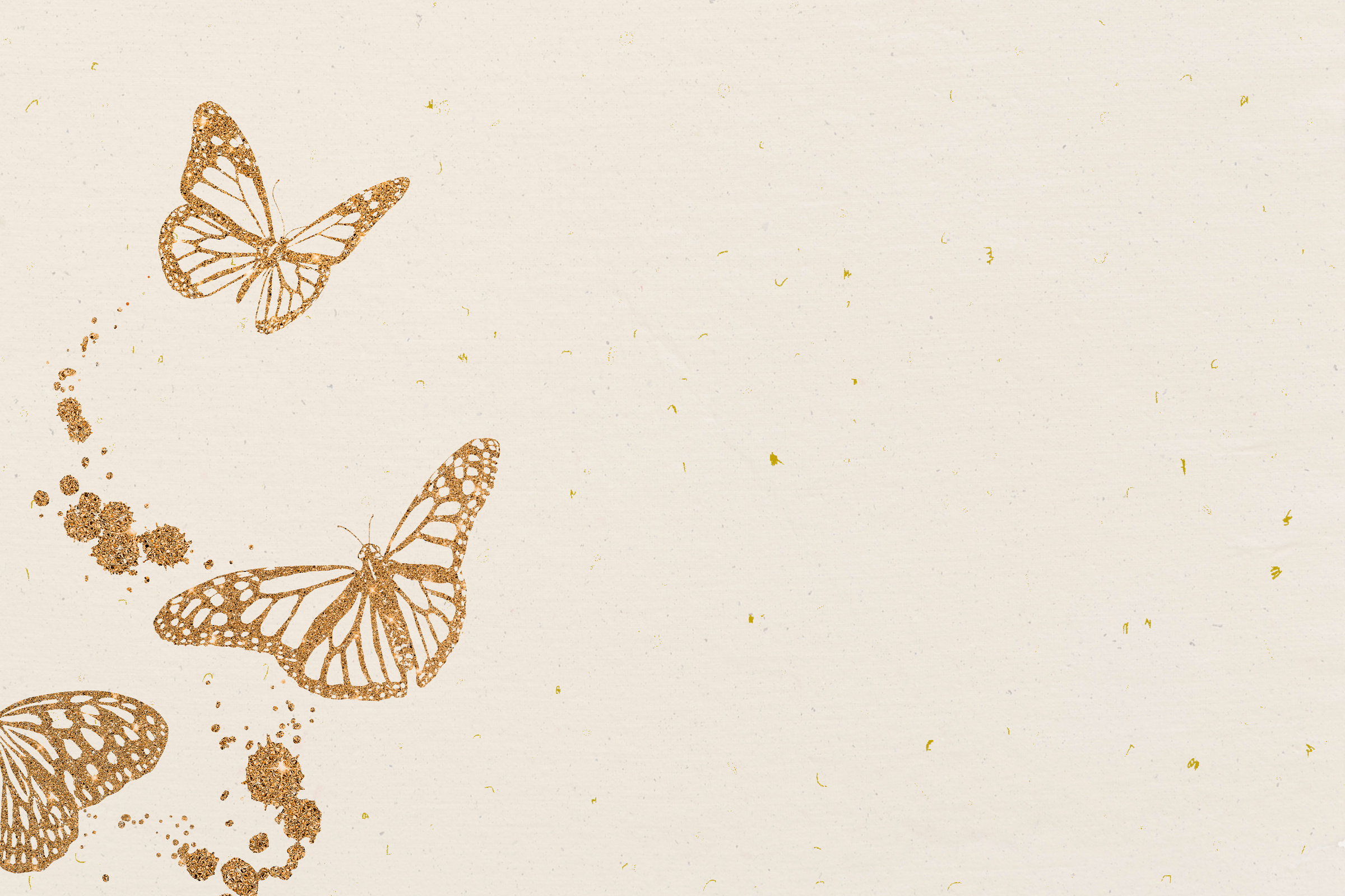 Gold Butterfly on the creamy paper